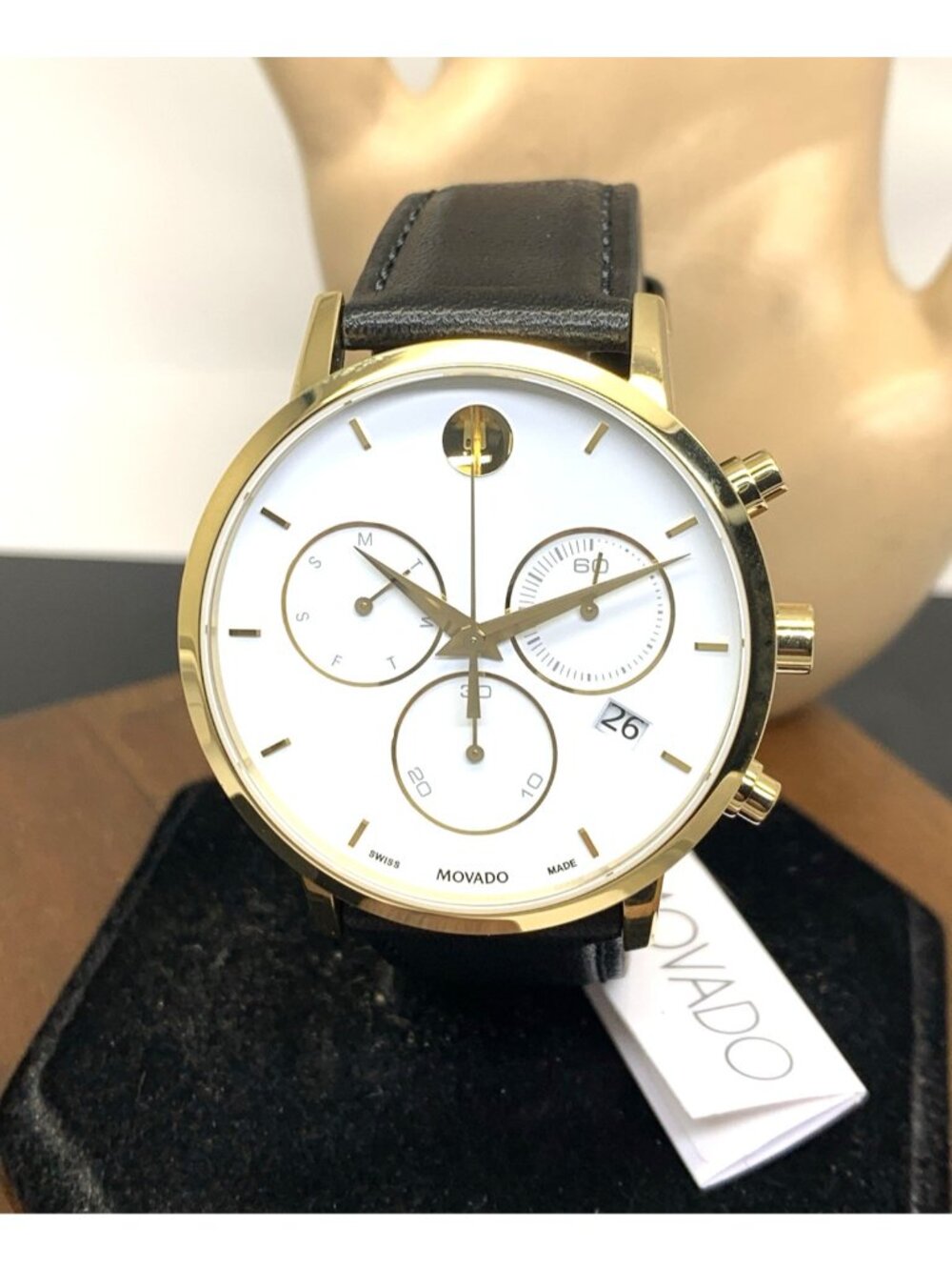 Movado Men's Watch 0607888 Museum Swiss Quartz Chronograph White Dial Leather